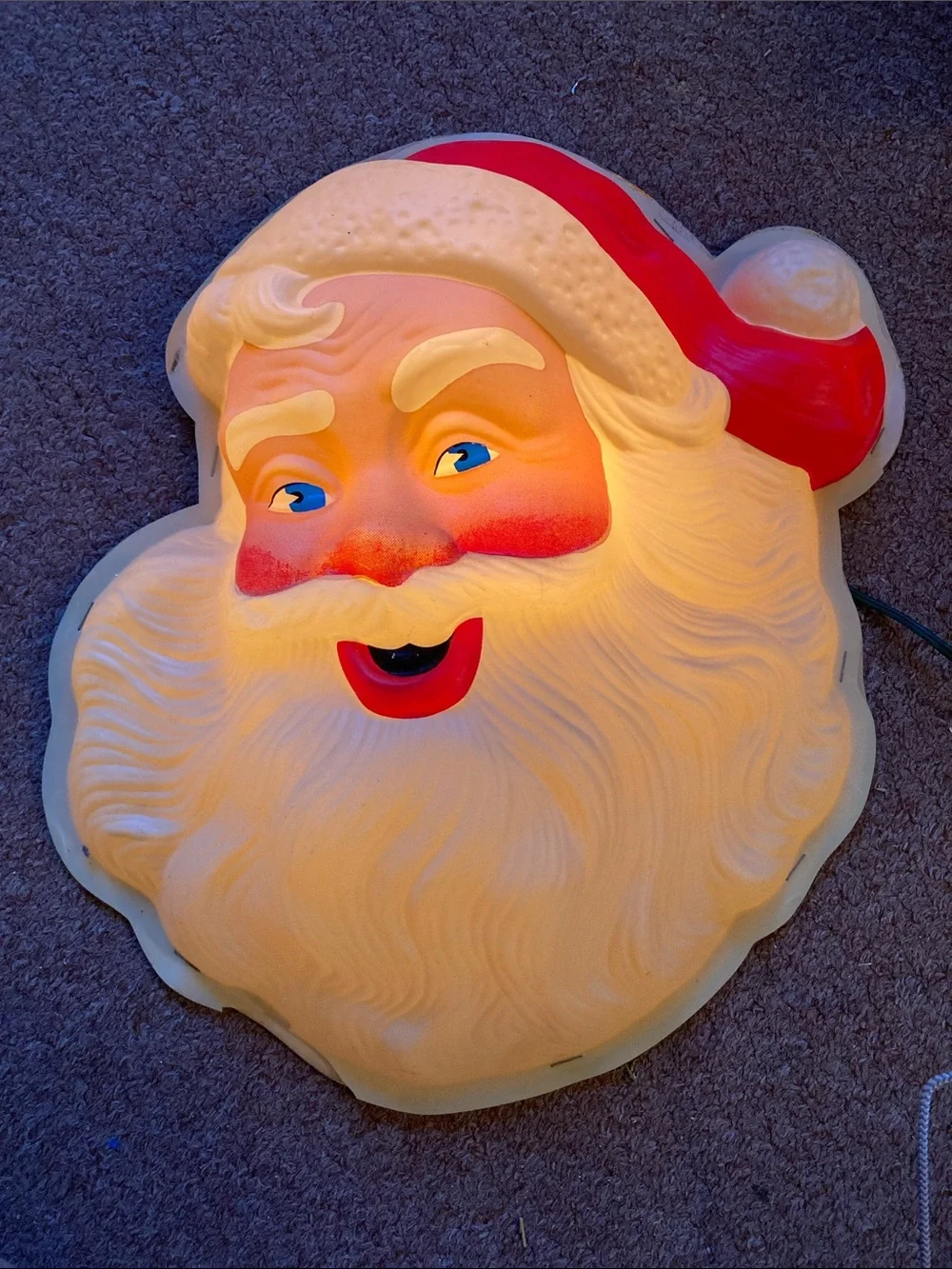 50/60s Vintage Christmas blow mold light up Santa wall decoration works!
